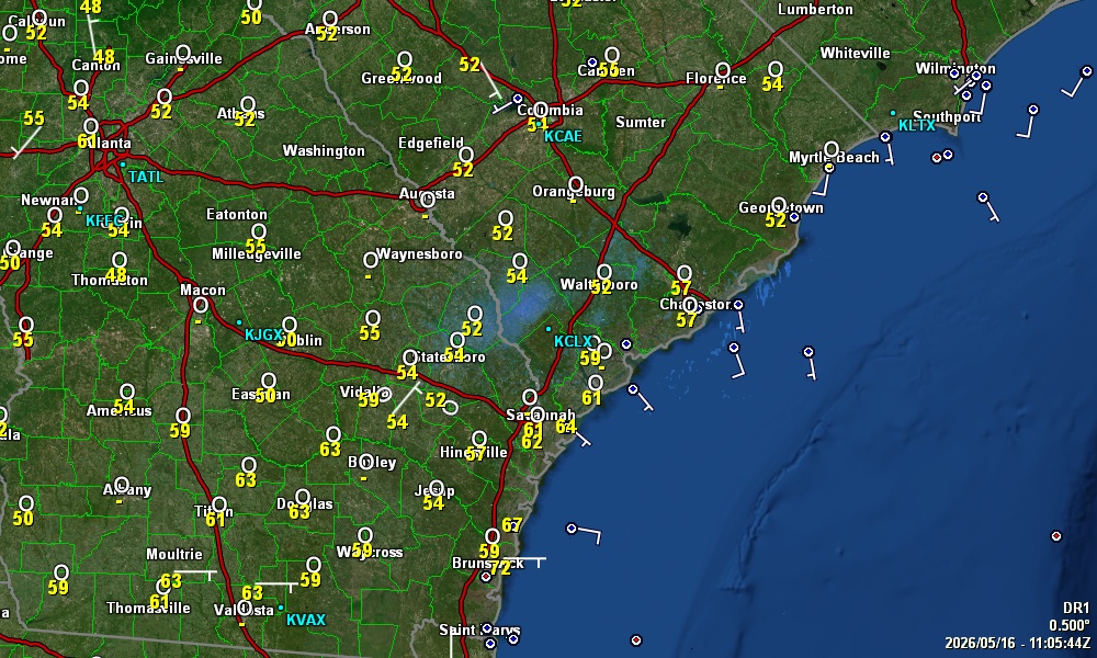Radar view for SE GA & Southern SC from Savannahpat